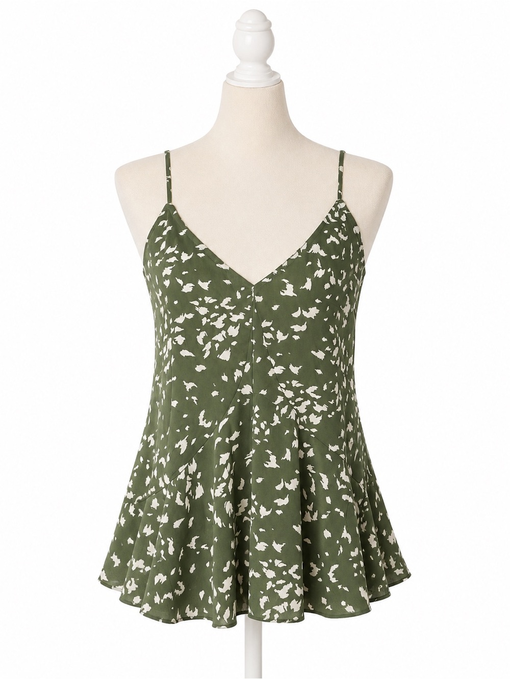 NWT Gilli Women’s Green Abstract Print Peplum Cami Tank Top Size Small